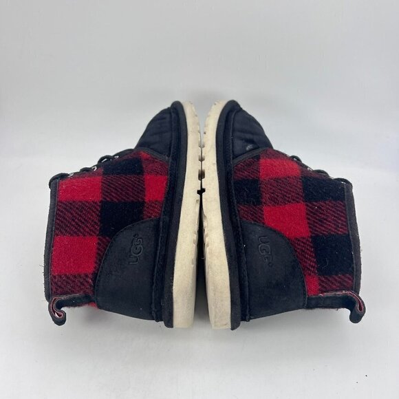 UGG Neumel Men Size 10 Wool Suede Classic Boot Plaid Tartan Red Black 1019683 - Picture 7 of 12